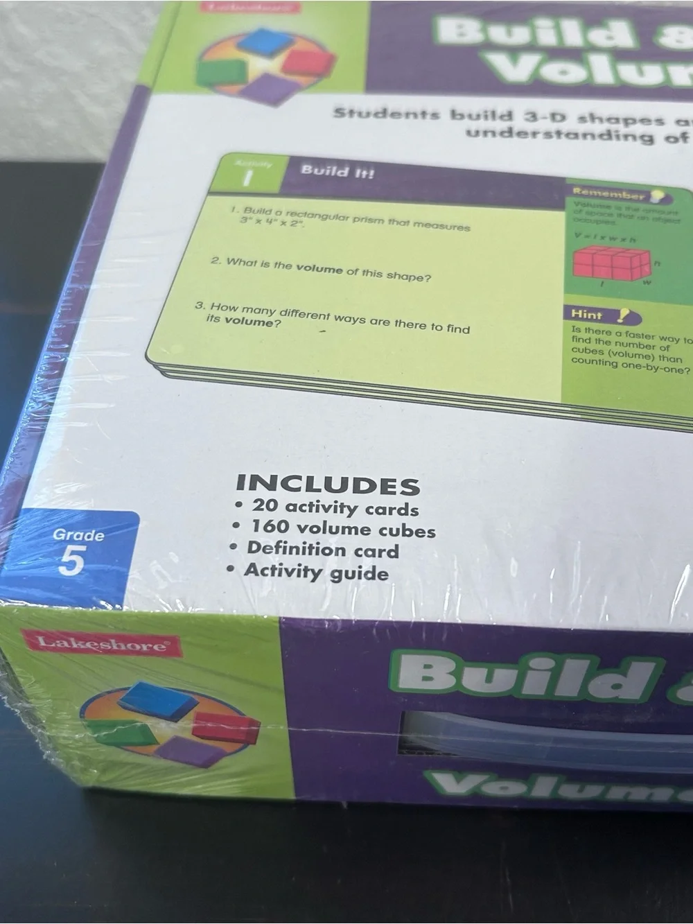 New Lakeshore Learning Build & Learn Volume Kit Grade 5 Cubes Activity Cards